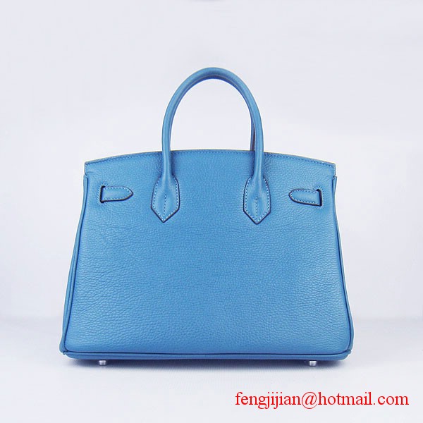 Hermes Birkin 30cm Togo Leather Bag Blue 6088